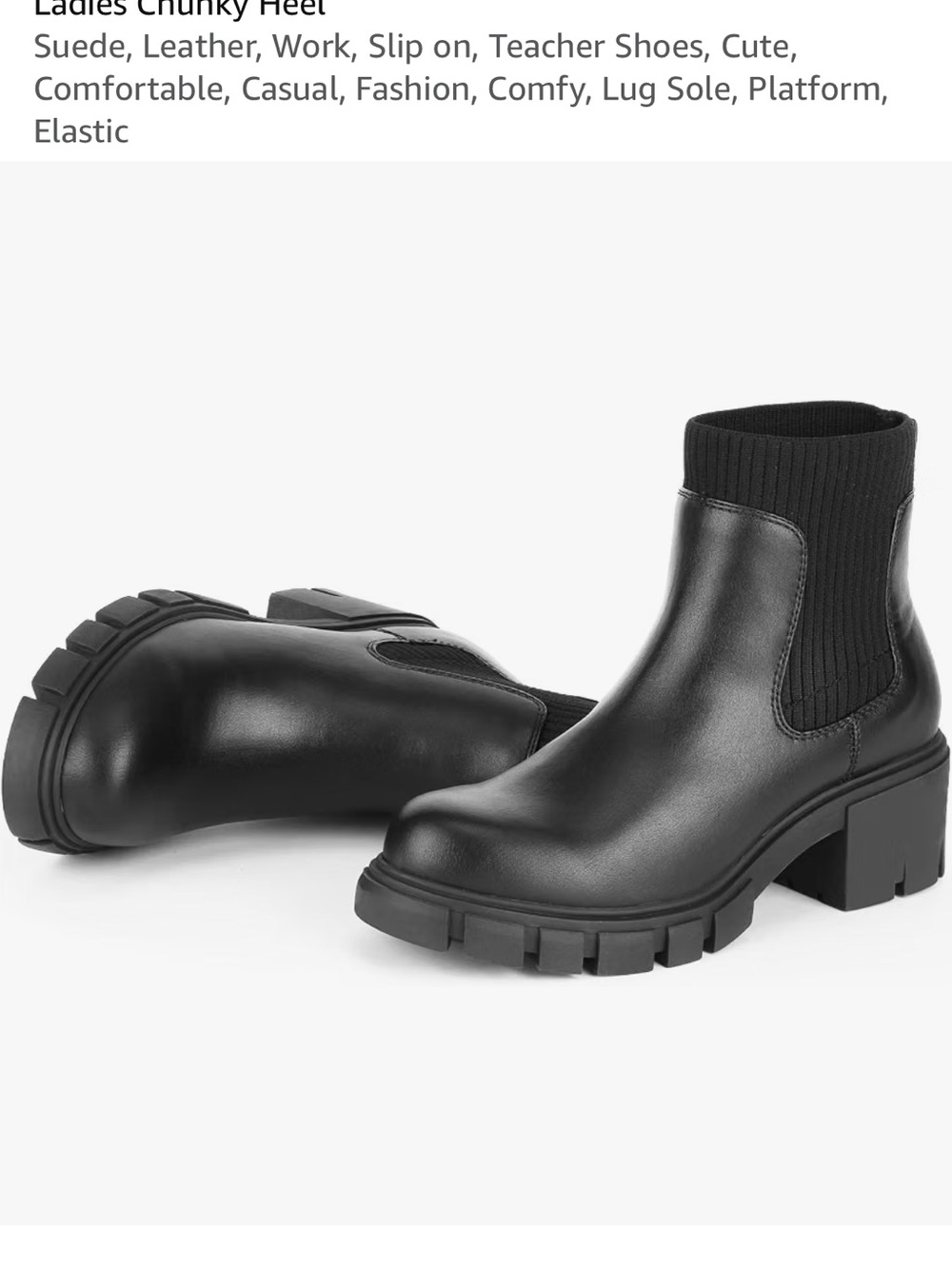 Black Chunky Heel Chelsea Boot - Women
